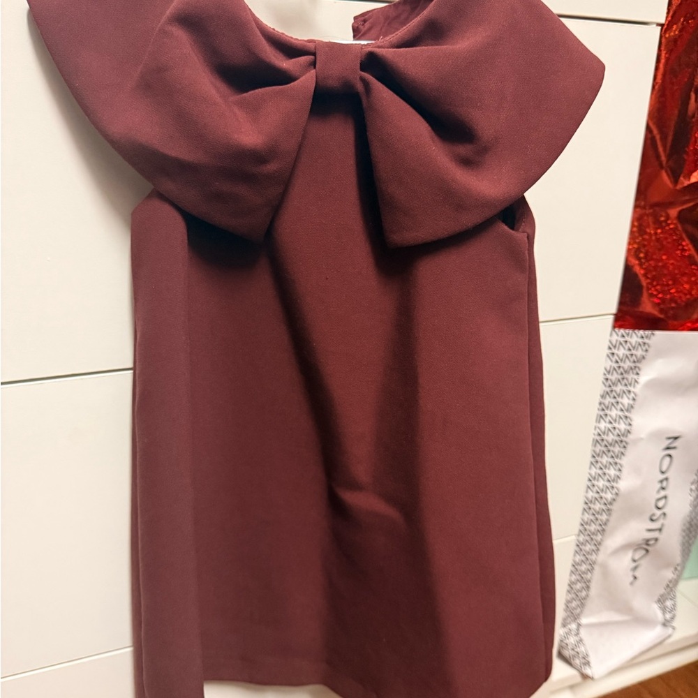 Zara Kids Dress with Bow in Deep Burgundy - Picture 8 of 8